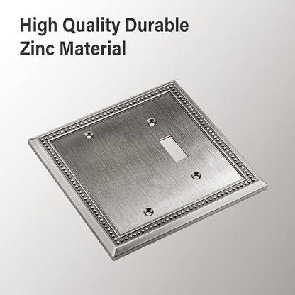 Henne Bery Sunken Pearls Heavy Duty Decorative Wall Plate Switch Plate Outlet Cover (Blank/Toggle, Heirloom Silver)
