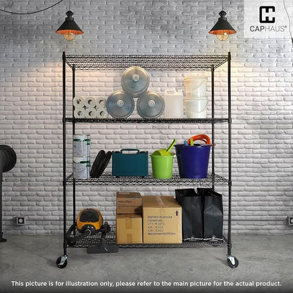 CAPHAUS NSF Commercial Grade Heavy Duty Wire Shelving w/Wheels, Leveling Feet & Liners, Storage Metal Shelf, Garage Shelving Storage, Utility Wire Rack Storage Shelves, 36 x 18 x 76 4-Tier No Liner