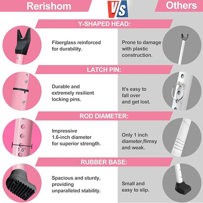 Rerishom Door Security Bar, Door Stoppers Security bar,Heavy Duty Door Lock Security Door Jammer Door Stopper for Apartment, Hotel Room,Screen Door Hardware, Gate Lock Bar(2 Pack,Pink)