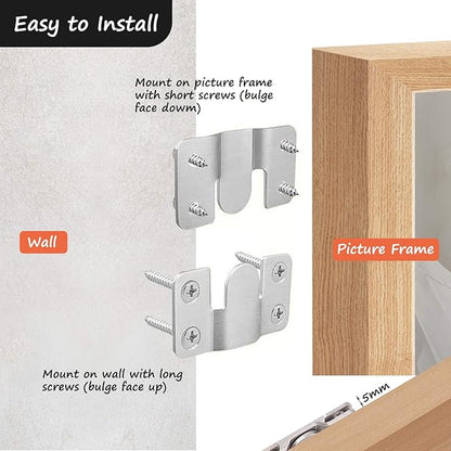 Flush Mount Bracket, Headboard Wall Mounting Brackets-56 x 30mm Interlocking Hanging Bracket, Mounting Hardware for Picture Hanging and Sectional Couch Connectors (8 Pairs)