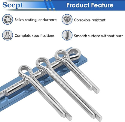 345Pcs Cotter Pins 304 Stainless Steel Cotter Pins Assortment Kit Tractor Pin Used for Hitch Pin Lock System, Trucks, Engine Repair in Towing Hitch Clips & Pins