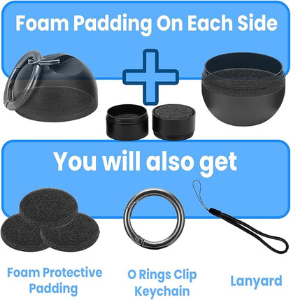Jewelry Storage Box Case Gym Storage Jewelry Storage Box Case, Ring Organizer Container with Protective Sponge,Jewelry Care Protective Ring Holder with Keychain((Black)