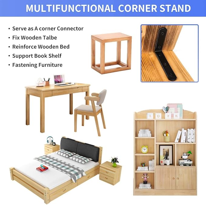 20 PCS Black Corner Bracket Heavy Duty Shelf Brackets 5 x 3 Inch L Corner Brace Joint Angle Bracket for Shelves, Furniture Cabinet Bookshelf with Screws