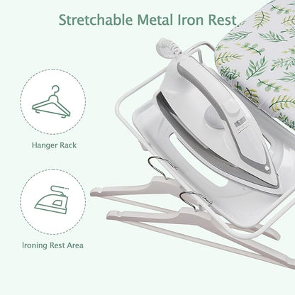 SheeChung Ironing Board 13"x43",Foldable Ironing Boards with Iron Rest,Compact Ironing Board for Small Space,Heat Resistant Cover,7 Adjustable Height,Heavy Duty Sturdy Legs,Yellow Leaf