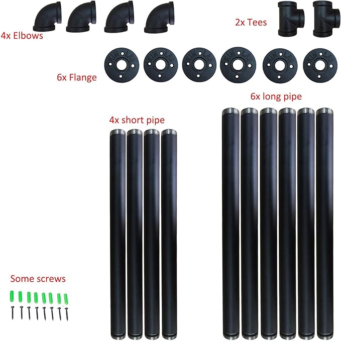 Yuanshikj 2Pc (28" Tall,12" deep,3/4") Industrial Wall Mount Iron Pipe Shelf Shelves Shelving Bracket Black DIY Bookshelf Storage Office Room Kitchen (2 Pcs 3Tier Hardware Only)