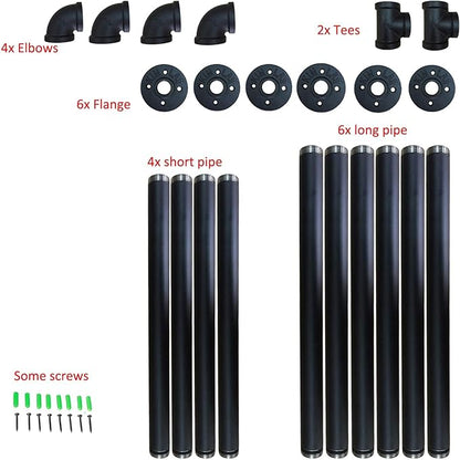Yuanshikj 2Pc (28" Tall,12" deep,3/4") Industrial Wall Mount Iron Pipe Shelf Shelves Shelving Bracket Black DIY Bookshelf Storage Office Room Kitchen (2 Pcs 3Tier Hardware Only)