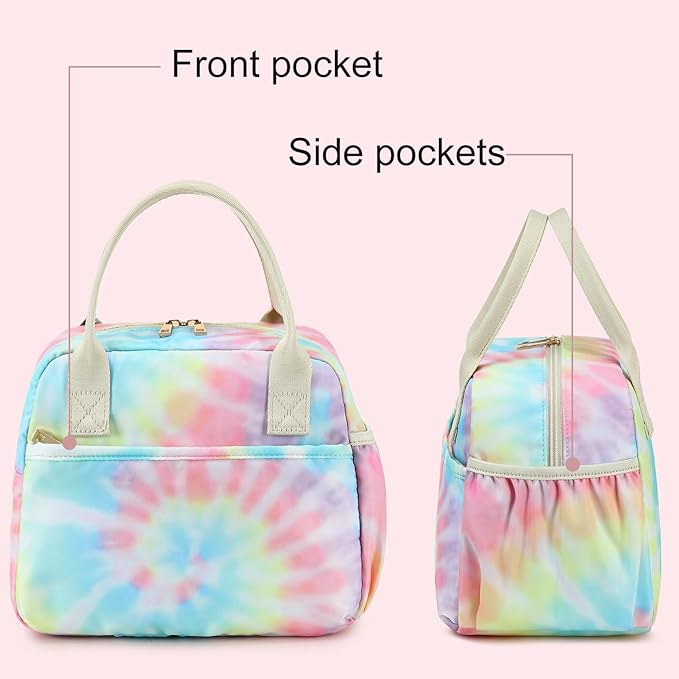 CAMTOP Lunch Box for Women Men Insulated Lunch Bag Lunch Tote Bag Leakproof Thermal Cooler Large Capacity for Travel Work School Picnic (Tie pink)