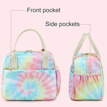 CAMTOP Lunch Box for Women Men Insulated Lunch Bag Lunch Tote Bag Leakproof Thermal Cooler Large Capacity for Travel Work School Picnic (Tie pink)