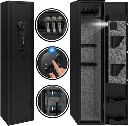 KAER Rifle Safe Gun Safe, Gun Safes for Rifles and Shotguns,Electronic Biometric Gun Safes, with Digital Keypad/Lock/Removable Shelf for 4-5 Gun Safes for Home Rifles and Pistols,11.8" x11" x 54.3"