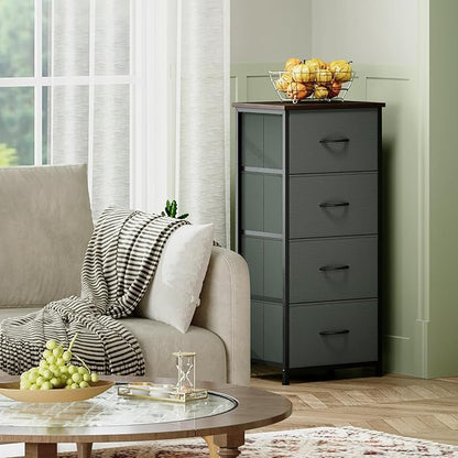 Somdot Dresser for Bedroom with 4 Drawers, Storage Organizer Chest of Drawers with Removable Fabric Bins for Closet Bedside Living Room Laundry Entryway Hallway, Charcoal Grey