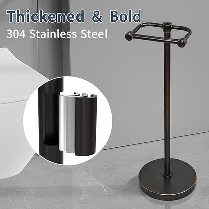 Toilet Paper Holder Stand, Post Pivoting Design Free Standing Toilet Paper Holder, SUS304 Stainless Steel Toilet Paper Roll Holder, Heavy Stable Base (Oil Rubbed Bronze)