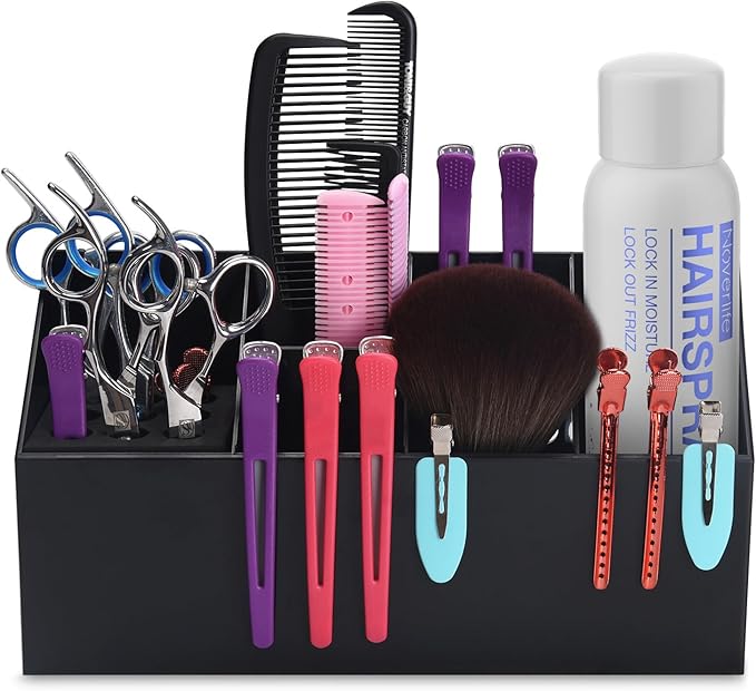 Noverlife Hair Scissors Large Storage Box, Shear Holder for Hair Salon, Scissor Holder, Hairdressing Combs Clips Scissors Professional Hairdressing Combs, Clips, Brushes Storage Racks Tool Box - Black