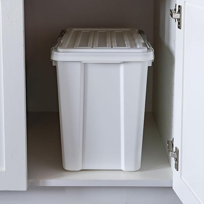 IRIS USA Stackable Dog Food Storage Container with 2 Cup Scoop, 4 Secure Latches, Fits up to 30 lbs, Pet Dry Food Bin, Gasket Seal Lid, BPA Free, Stackable, Easy Measure, White