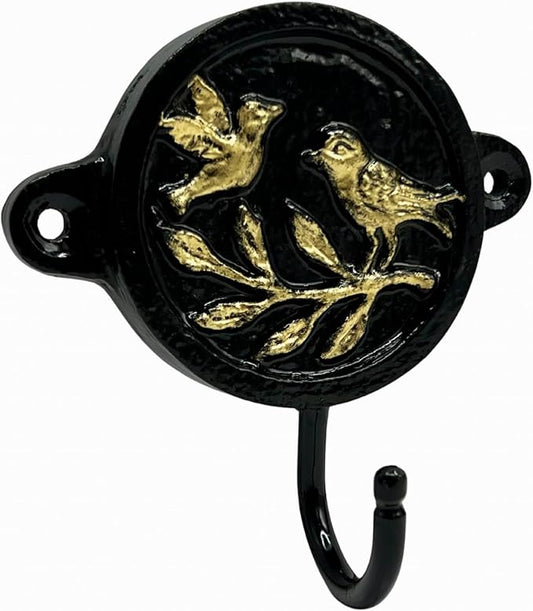 Aluminium Bird Print (1-Pack) Single Wall Hooks, Black Bird Themed Hooks for Hanging Leash-Wall Mount Hanger, Organization Decorative Wall Hook (Bird)