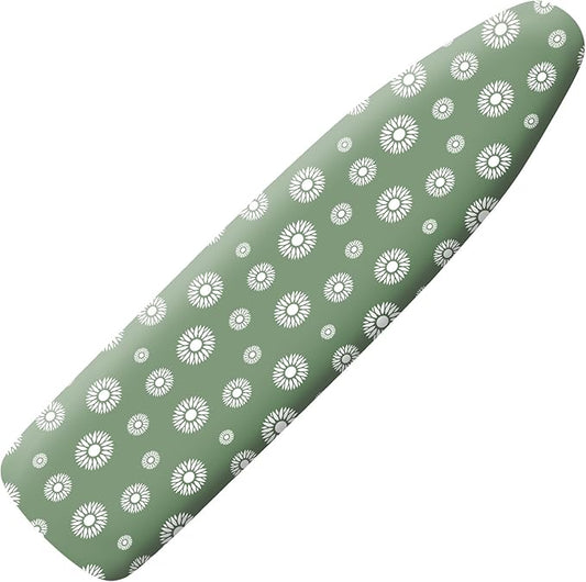 Extra Thick Ironing Board Cover and Pad, 15x54 Ironing Board Cover, Resist Scorching and Staining,Elastic Edges,Floral Green White