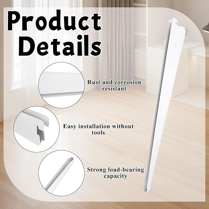 10 Pack 14.5 Inch Adjustable Shelf Brackets, Heavy Duty Wire Shelving Brackets, Locking Shelf Bracket for Double Track System Closet Organization