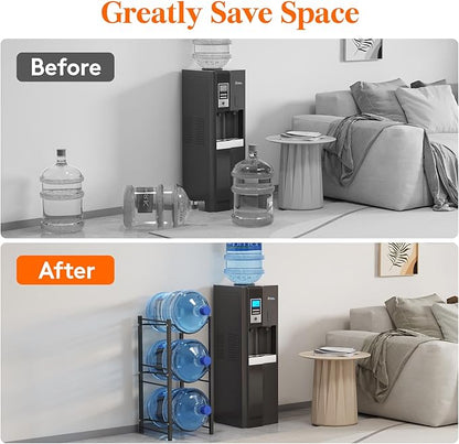 Lifewit 5 Gallon Water Jug Holder, 3 Tier Water Bottle Stand, 3 Slots Heavy Duty Water Dispenser Rack for Gallon Jugs, 126 lb/57 kg Capacity Detachable Water Jug Shelf Organizer for Home/Office Black