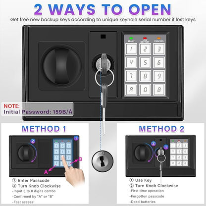 27.56 Inches Tall Safe Box, Home Safe with Fireproof Waterproof Bag, Anti-Theft Digital Security Lock Box with Smart Alert System, Removable Shelf, Mute Function, Document Safes for Jewelry