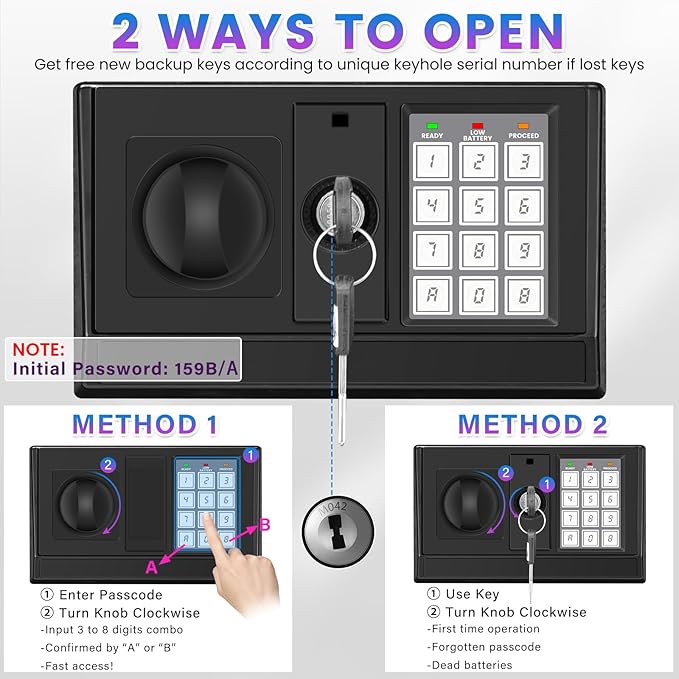 [27.57''] Tall Safe Box, Home Safe with Fireproof Waterproof Bag, 6.0 Cuft Anti-Theft Digital Security Lock Box with Smart Alert System, Removable Shelf, Mute Function, Document Safes for Jewelry