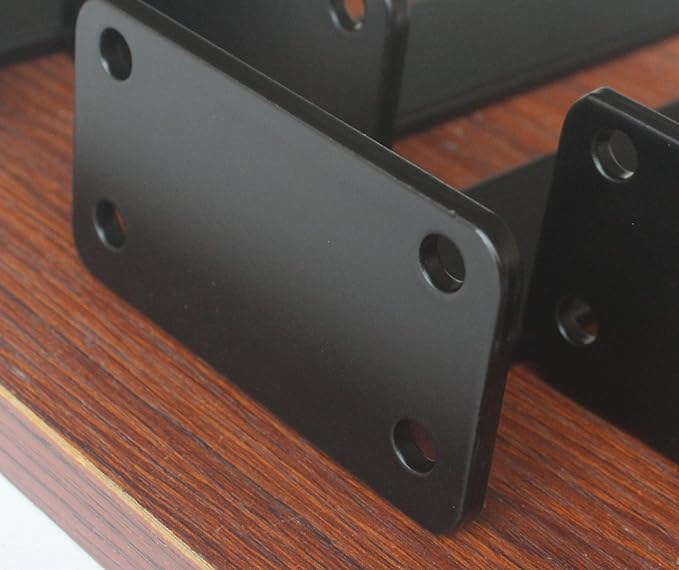 8 Pack - 6 inch Black Hidden L Shelf Bracket (1/5 Inch Thicked) Iron Floating Shelf Brackets Rustic Industrial Metal Brackets for Shelf Support