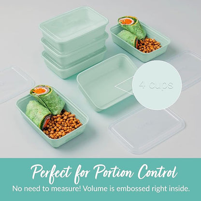 Bentgo Prep - 20-Piece 1-Compartment Reusable Meal Prep Containers with Lids, PFAS & BPA Free Materials, Durable, Microwave, Freezer, & Dishwasher Safe To Go Food Storage (Mint)