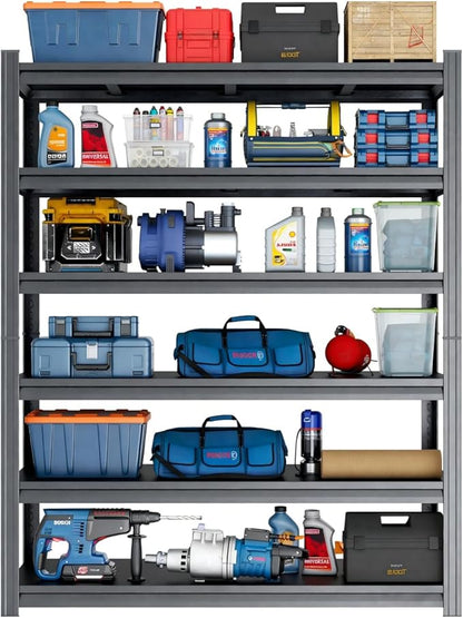 45"W x 18"D 6-Tier Garage Shelves Heavy Duty, Adjustable Steel Shelving Units, Garage Storage Shelf Heavy Duty Industrial Metal Organizer for Basement, Warehouse, Pantry, Kitchen, Black, 78"H