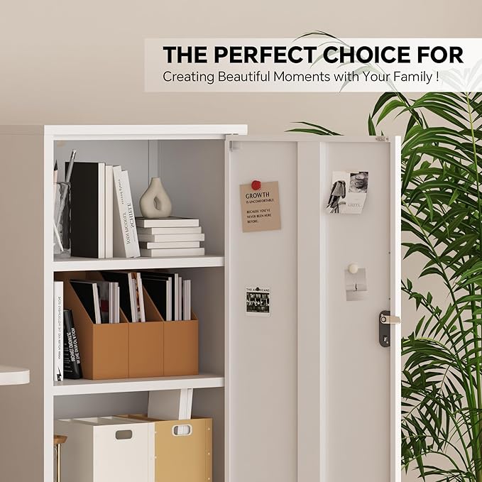 Metal Lokcer Cabinet (White, 19.69" D x 15.75" W x 49.21" H)
