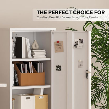 Metal Lokcer Cabinet (White, 19.69" D x 15.75" W x 49.21" H)
