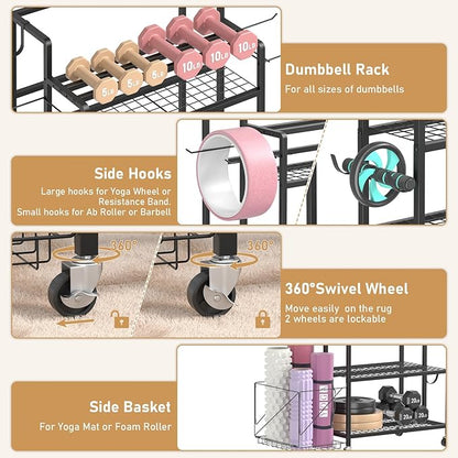 Dumbbell Rack, Utility Weight Storage Racks, Home Gym Storage for Dumbbell Set，Kettlebells，Yoga Mat and Workout Equipment