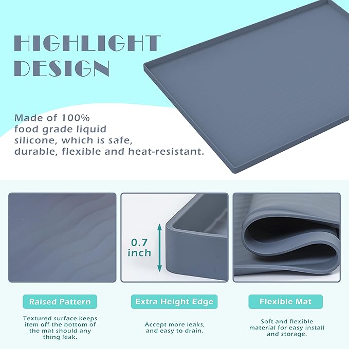 URMONA Waterproof Silicone Under Sink Mat 34'' x 19'' Shelf Liner for Kitchen and Bathroom, Cabinet and Counter Protector, Storage and Organizers, Litter Mat, Pet Cat Puppy Essentials(Brown )