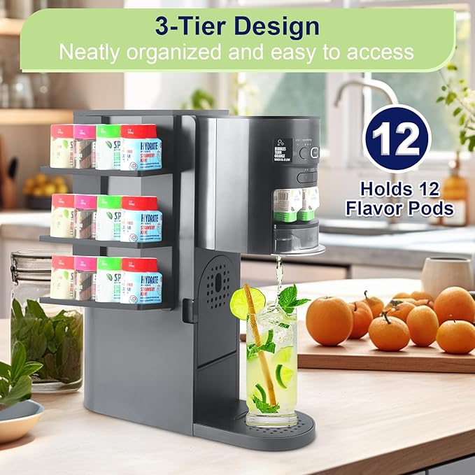 Flavor Pod Holder for Ninja Thirsti WC1001 Soda Maker, 12-Pod Capacity Wooden Organizer Rack, Countertop Storage Station & Custom Accessory for Thirsti Drink System (Holder Only)