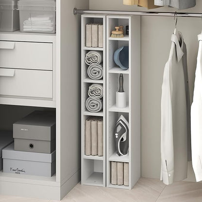 Furinno Fulda 10-Tier Closet Organizers and Storage, Open Shelf, Storage Organizer, 6-Inch Width, for Closet, Bedroom, White