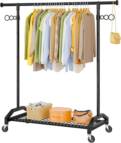 Heavy Duty Clothes Rack Clothing Racks for Hanging Clothes Garment Rack 45" Lx15.8 W x 67" H Rolling Clothes Rack with Wheels