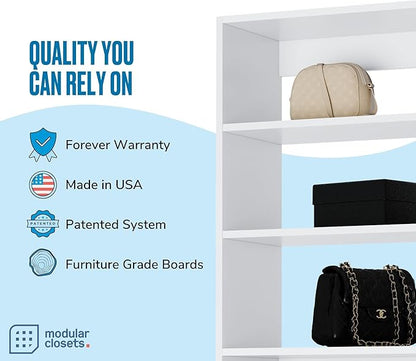 Modular Closets Vista Collection Shelf Tower Built in Wood Closet Organizer Unit (White, 19.5" Wide)