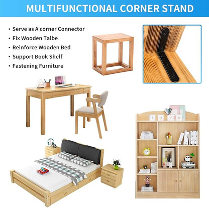 Shelf Brackets Corner Brace Black Steel L Brackets for Shelves Decorative Wall Mount Joint Angle Brackets for Shelf with Screws 16 Pack (4 x 4 Inch )