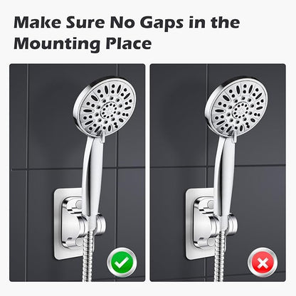 Shower Head Holder Replacement - Strong Adhesive Adjustable Handheld Shower Wand Holder Wall Mount Shower Bracket,No Drilling and Waterproof Shower Hose Holder for Shower Bathroom,Silver