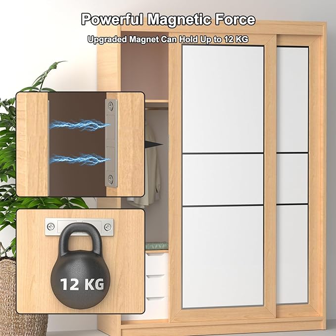 Magnetic Door Catch, Jiayi 30 LB Cabinet Door Magnetic Catch Heavy Duty, 2 Pack Magnets Door Closer, Screw on Magnet Closet Door Catch, Double Drawer Magnets Latch for Wardrobe Cabinets Closing