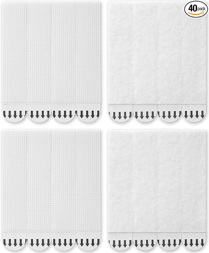 Sinnsally X-Large Picture Hanging Strips Heavy Duty,20-Pairs(40 Strips) Sticky Picture Hangers for Walls Hanging Without Nail,Damage Free No Nails Refill Adhesive Poster Frame Mounting,White