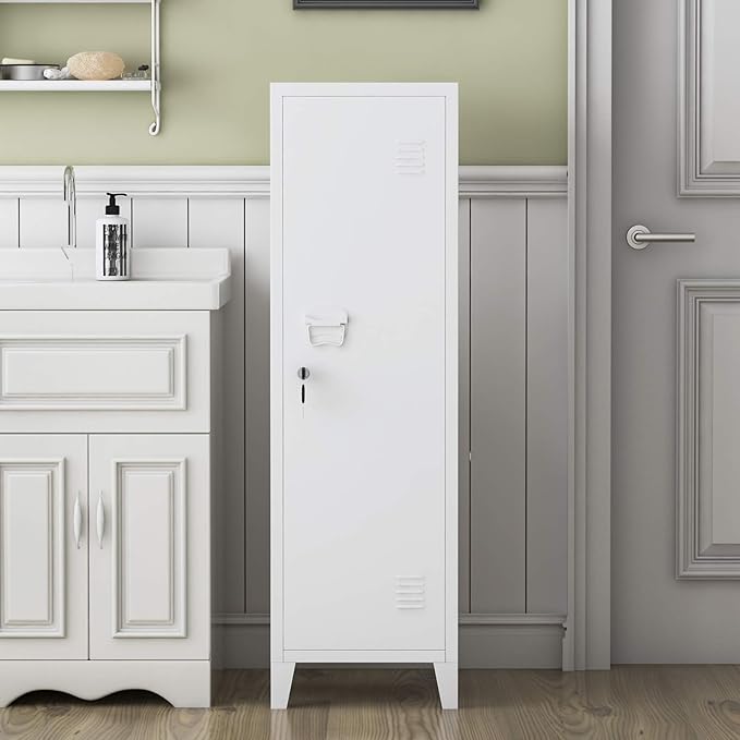 MIOCASA Metal Cabinet Home Office Storage Cabinets with Doors and Shelves Lockable File Cabinet Organizer Coat Lockers for Kids