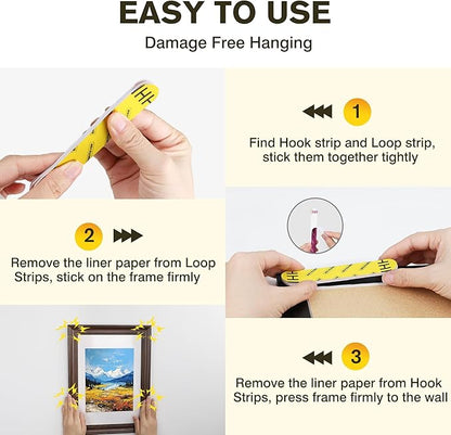 EMITEVER Picture Hanging Strips Heavy Duty, Damage Free Picture Hangers for Walls, Picture Hanging Kit, Hanging Hooks Without Nails, Medium Adhesive Wall Strips for Poster Sticky 20-Pairs (40 Strips)