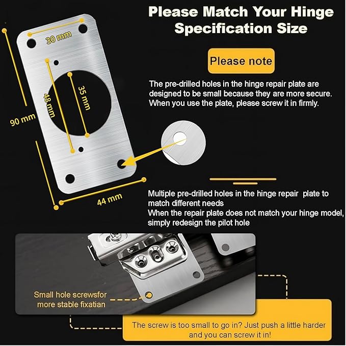 8 PCS Cabinet Hinge Repair Plate, Stainless Steel Cabinet Hinge Repair Kit, Hinge Repair Plate, Cabinet Repair Kit, Kitchen Cupboard Door Hinge Repair Plate, Hinges Repair Fixing Plates with Screw