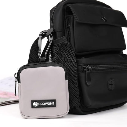 COOWONE Dog Treat Pouch Pocket Sized Pet Puppy Training Pouch for Dog Training Behavior Aids, Waterproof Nylon Fabric Dog Poop Bag Holder, Hands Free Dog Walking Bag with Metal Carabiner (Grey)