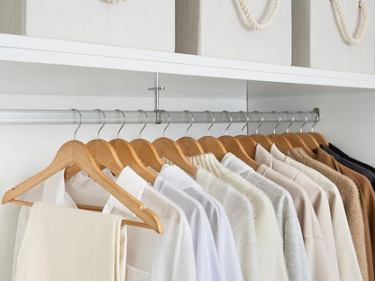 StorageWorks Wooden Hangers 30 Pack, Wood Coat Hangers for Closet, Heavy Duty Clothes Hangers for Suits, Shirts, Pants, Jackets, Natural Wood Color