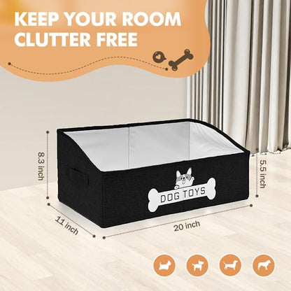 Dog Toy Basket, Specially Designed for Dog Toy Storage, Collapsible Dog Toy Box with Handle，Perfect for Storing Pet Toys and Accessories - Black