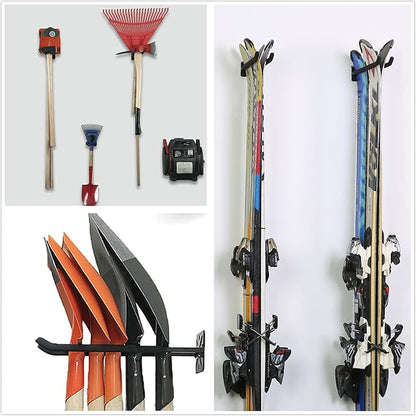 TORACK 4 Pack Garage Storage System Hooks, Heavy Duty Wall Mount Tool Organizer, Chair Hanger Garage Storage Utility Hooks for Car Tires, Ladders, Chairs, Strollers, Power Tools, Garden Tools