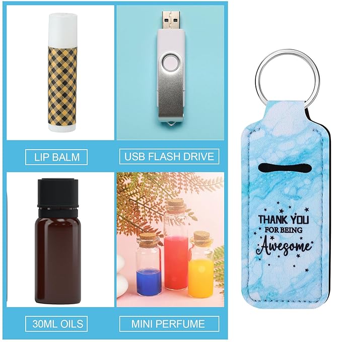 72 Pcs Lipstick Holder Bulk Lipstick Holder Keychain Thank You Inspirational Lip Gloss Pouch Portable(Marble Colors)