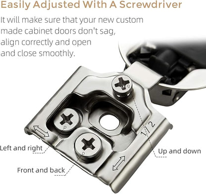 Ravinte 6 Pack 3 Pairs 1/2 inch Overlay Soft Close Hinges for Kitchen Cabinet Hinges Satin Nickel Hidden Hinges Stainless Steel Concealed Hinge self Closing