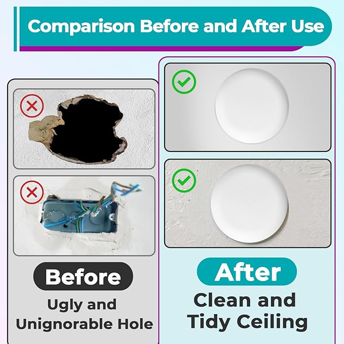 10 Set CP3540 Ceiling Cover Plate Kits - 5.38 Inch Paintable Blank Round Cover for Electrical Boxes, Includes 10 Pcs CP3540 Plates, 10 Pcs Mounting Brackets and 20P Screws