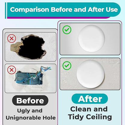 10 Set CP3540 Ceiling Cover Plate Kits - 5.38 Inch Paintable Blank Round Cover for Electrical Boxes, Includes 10 Pcs CP3540 Plates, 10 Pcs Mounting Brackets and 20P Screws