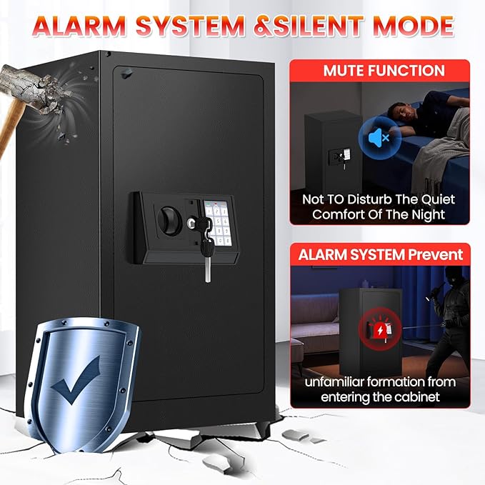 35 Mins Fireproof Safe - 6.5 Cu Ft Home Safe Box, Fire Proof Safes, Security Safe Box with Digital Keypads for Home Office, Cash, Files,Keypad